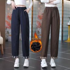 批发2025秋冬新款加绒加厚钛金棉<b class='q'>哈伦</b>裤女