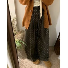 批发气质<b class='q'>碎花</b>阔腿休闲<b class='q'>裤</b>女秋冬季2025新款百搭直筒显瘦松紧腰长<b class='q'>裤</b>子