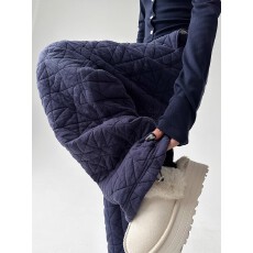 批发菱格压线夹棉棉裤直筒女冬季加厚保暖阔腿裤