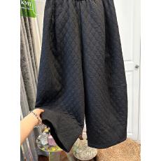 批发原版面料大码200斤菱形格松紧腰休闲裤女气球裤宽松百搭保暖秋冬