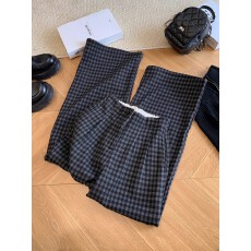 批发老钱风松紧腰格纹<b class='q'>休闲裤</b><b class='q'>女</b>秋冬2025新款设计感百搭宽松直筒裤