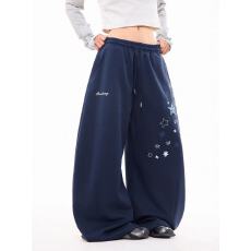 批发爵士嘻哈运动<b class='q'>休闲裤</b>美式卫裤宽松直筒垂坠感拖地裤灰色运动阔腿<b class='q'>裤</b>