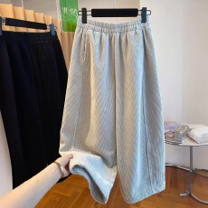 批发欧米条复合真超】特大码300斤<b class='q'>阔腿裤</b>女冬2025新款宽松直筒裤