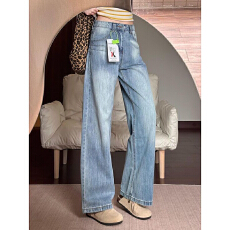批发辣妹宽松高街牛仔裤女<b class='q'>时尚</b><b class='q'>个性</b>显瘦直筒阔腿长裤子