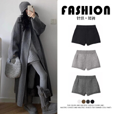批发<b class='q'>灰色</b>针织<b class='q'>打底裤</b>女秋冬2025新款韩版慵懒风高腰显瘦a字修身短裤子
