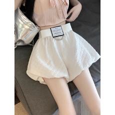 批发白色花苞短裤女夏季2026新款小个子高腰显瘦休闲垂感阔腿a字裤