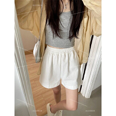 批发水洗棉工装短裤女夏季简约百搭宽松<b class='q'>显瘦</b>休闲<b class='q'>运动</b>裤a字阔腿裤