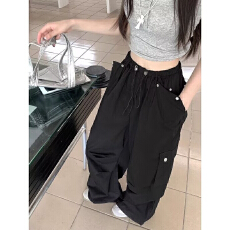 批发美式工装裤女<b class='q'>秋</b>季薄款2026新款高腰阔腿宽松休闲运动嘻哈街舞裤