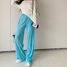批发<b class='q'>大码</b>女装休闲裤美式简约高街vibe垂感冰酪琉璃褶皱<b class='q'>长裤</b>夏季新款