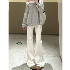 批发2026白色辣妹春夏新款美式<b class='q'>微喇</b><b class='q'>牛仔裤</b>夏季新款拖地宽松显瘦长裤