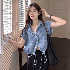 批发<b class='q'>牛仔</b>短款<b class='q'>衬衫</b>女夏季2026新款设计感小众独特别致气质港味chic上衣