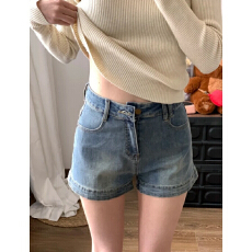 批发美式复古高街牛仔短裤女夏季新款辣妹修身显瘦a字裤休闲直筒裤