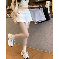 批发【实拍】夏季新款宽松休闲抽绳显瘦阔腿<b class='q'>百搭</b>三分短<b class='q'>裤</b>