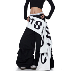 原版起版 可拆卸字母屁帘弯刀伞兵裤男女跳舞宽松阔腿裤