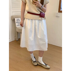 批发白色波点<b class='q'>半身裙</b><b class='q'>短裙</b>女夏a字miu里miu气半裙梨型身材伯克利中裙