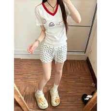 批发韩系波点抽绳短裤女夏季2026<b class='q'>新款</b>休闲运动三分裤居家外穿包臀热裤