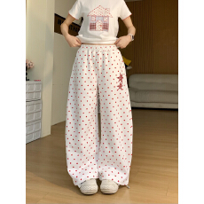 批发美式星星印花休闲运动裤女夏季学生韩版宽松直筒<b class='q'>长裤</b>