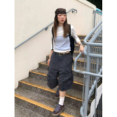批发美式复古休闲七分裤<b class='q'>男</b>女夏季肌理感泡泡纱宽松休闲工装阔腿<b class='q'>裤子</b>