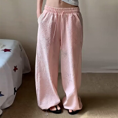 批发慵懒风泡泡高腰阔腿裤女2026夏季<b class='q'>新款</b>显瘦百搭休闲裤垂感直筒裤