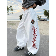 批发潮牌Jennie字母刺绣束脚卫裤女春秋新款<b class='q'>街头</b>运动风宽松百搭休闲裤