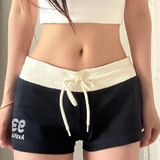 批发美式辣妹低腰刺绣短裤女<b class='q'>夏季</b>三分裤显瘦休闲运动裤修身包臀热裤
