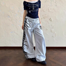 批发美式原创国潮街舞宽松休闲荆棘涂鸦双侧大印花<b class='q'>嘻哈</b>休闲卫<b class='q'>裤</b>舞蹈<b class='q'>裤</b>