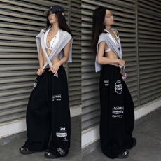 批发韩版印花抽绳街舞hiphop<b class='q'>嘻哈</b>休闲<b class='q'>裤</b>女爵士舞jazz长<b class='q'>裤</b>运动<b class='q'>裤</b>