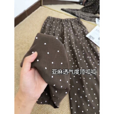 批发[原版面料】特大码300斤波点阔腿长裤女<b class='q'>夏</b>薄款宽松直筒拖地裤