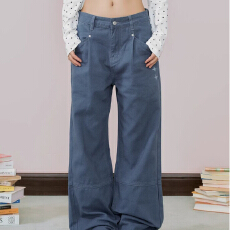 批发2026春秋季新款美式水洗蓝直筒牛仔裤男百搭宽松阔腿裤休闲长裤