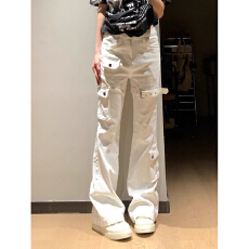 批发黑色vibe绑带微喇工装<b class='q'>牛仔裤</b><b class='q'>男</b>cleanfit美式高街<b class='q'>修身</b>喇裤子