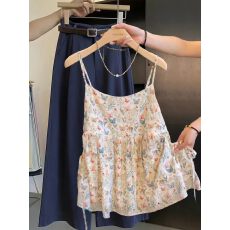 批发自留爆款推荐~法式甜辣蝴蝶<b class='q'>碎花</b>吊带背心女夏季无袖绝美小上衣