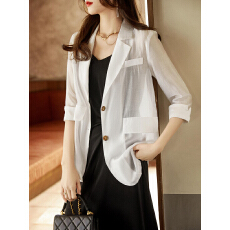 批发天丝薄款西装外套女<b class='q'>七分袖</b>2022夏季新款韩版宽松休闲小西服高级感