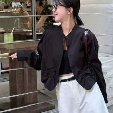 批发设计感立领短款棒球服外套女<b class='q'>欧洲站</b>2025秋季<b class='q'>新款</b>百搭褶皱夹克上衣