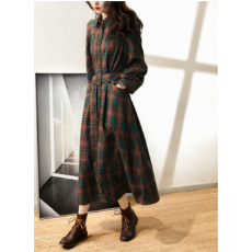 批发外贸<b class='q'>原</b><b class='q'>单</b>意大利剪标出口秋季新款系带显腰身衬衣外套复古<b class='q'>连衣裙</b>女