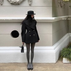 批发区区欧阳沙漏腰羊毛西装毛呢外套女冬季翻领高级感中长款呢子大衣