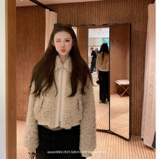 批发aaaaxbbb 新西兰小羊 奶白色皮毛一体短外套韩系保暖毛毛上衣秋冬