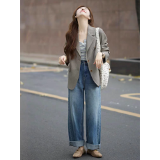 批发复古通勤廓形西装外套女春秋新款设计感休闲高级感气质简约<b class='q'>小西装</b>