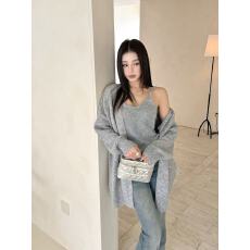 慵懒风针织衫女宽松显瘦百搭毛衣外套温柔风上衣纯欲气质吊带套装