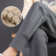 批发[复合北极绒]加绒加厚<b class='q'>运动裤</b>女秋冬季宽松休闲束脚卫裤裤子外穿