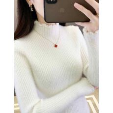 批发半<b class='q'>高领</b>毛衣女秋冬新款套头水貂绒不起球一体绒加厚内搭短款<b class='q'>打底衫</b>