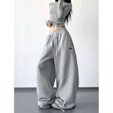 批发【纯棉复合380】弯刀新视觉运动休闲阔腿香蕉裤裤子松紧腰<b class='q'>长裤</b>