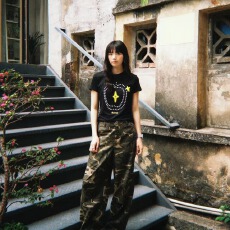 批发原版做法纯棉220克40支食毛+手感有弹力印花修身收腰短袖t恤女