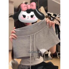 批发高腰抽绳包臀热裤女夏季白色短裤休闲裤<b class='q'>显瘦</b>灰色运动裤直筒裤子潮