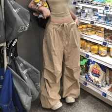 批发<b class='q'>夏季</b>高弹纯色小圆领正肩短袖T恤女#薄款工装阔腿束脚休闲裤两件套