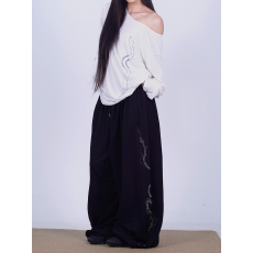 批发美式复古爆钻小蛇跳舞裤嘻哈宽松爵士阔腿裤拖地休闲<b class='q'>运动</b>卫裤子女