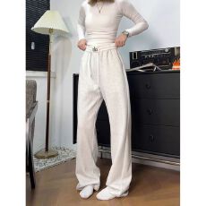 批发【华棉立体包边】撞色14K微喇运动卫裤女春夏<b class='q'>宽松</b>阔腿休闲长裤子