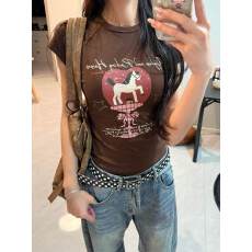 批发原版做法纯棉220克40支食毛+手感有弹力印花修身收腰短袖<b class='q'>t</b><b class='q'>恤</b>女