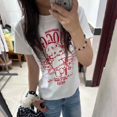 批发原版做法纯棉220克40支食毛+手感有弹力印花修身收腰短袖<b class='q'>t</b><b class='q'>恤</b>女