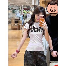 原版做法纯棉220克40支食毛+手感有弹力印花修身收腰短袖t恤女