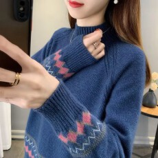 批发半高领毛衣女秋冬2026年新款宽松外穿慵懒套头针织打底衫洋气上衣